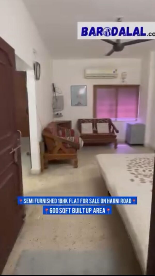 Semi furnished 1bhk flat for sale in vadodara harni road