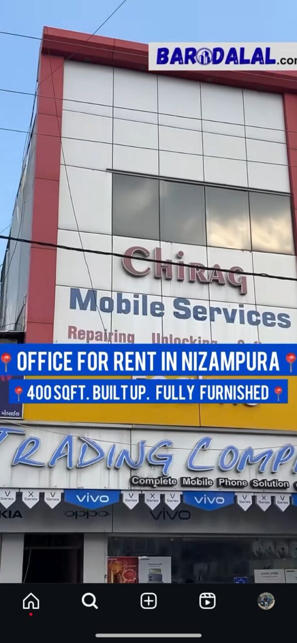 office for rent in vadodara nizampura swaminarayan nagar
