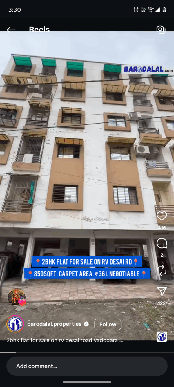 2bhk Flat For Sale In Vadodara R.V. Desai Road Kunthunath Residency