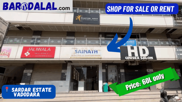 full furnished shop for sale in Vadodara, Ajwa Road, sardar estate,
