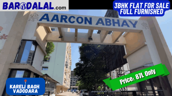 Full Furnished 3bhk flat for sale in Vadodara, Mangl Pandey road, Karelibaug