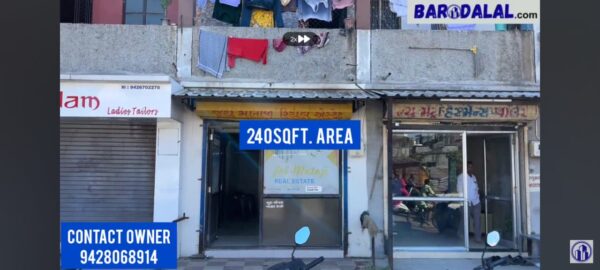 Semi furnished ground floor shop for sale or rent in vadodara warasiya dada shyam apartment