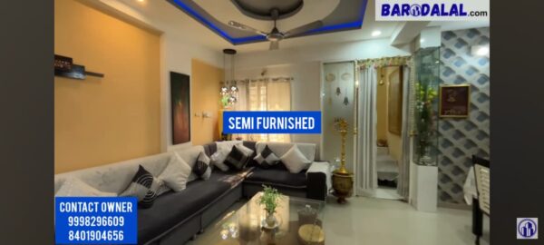 Semi furnished 3bhk penthouse for sale in vadodara, vasna bhayli canal road, kishan classic