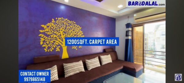 Full furnished 3bhk flat for sale in vadodara, waghodia road, kanha gold