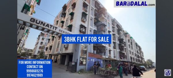 Semi furnished 3bhk flat for sale in vadodara, gotri road, gunatit residency