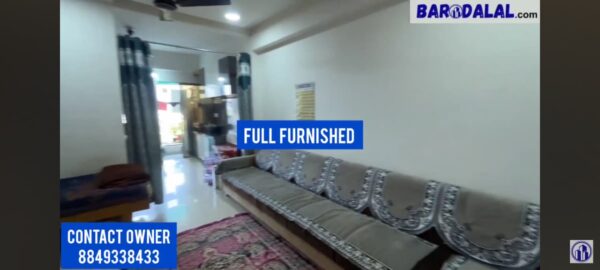 Full furnished 2bhk flat for sale in vadodara, chaani road, krishna empire