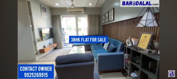 Full furnished 3bhk flat for sale in vadodara, vasna road, antriksh elegance
