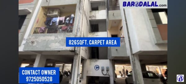 Semi furnished 1bhk flat for sale in vadodara, khodiyar nagar, krishna vatika