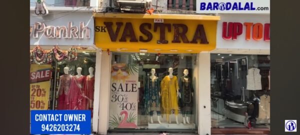 Semi furnished shop for sale in vadodara, jubileebaug, gayatri chember